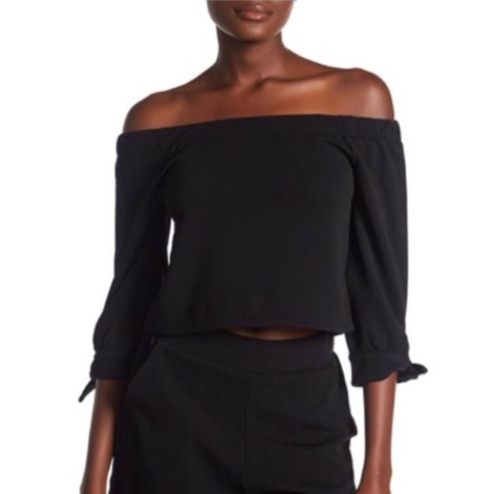Cute off the shoulder cropped black top